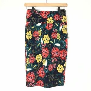 LULAROE Cassie Skirt Pencil Floral Tropical Paisley Stretchy Fitted Size XS NWT